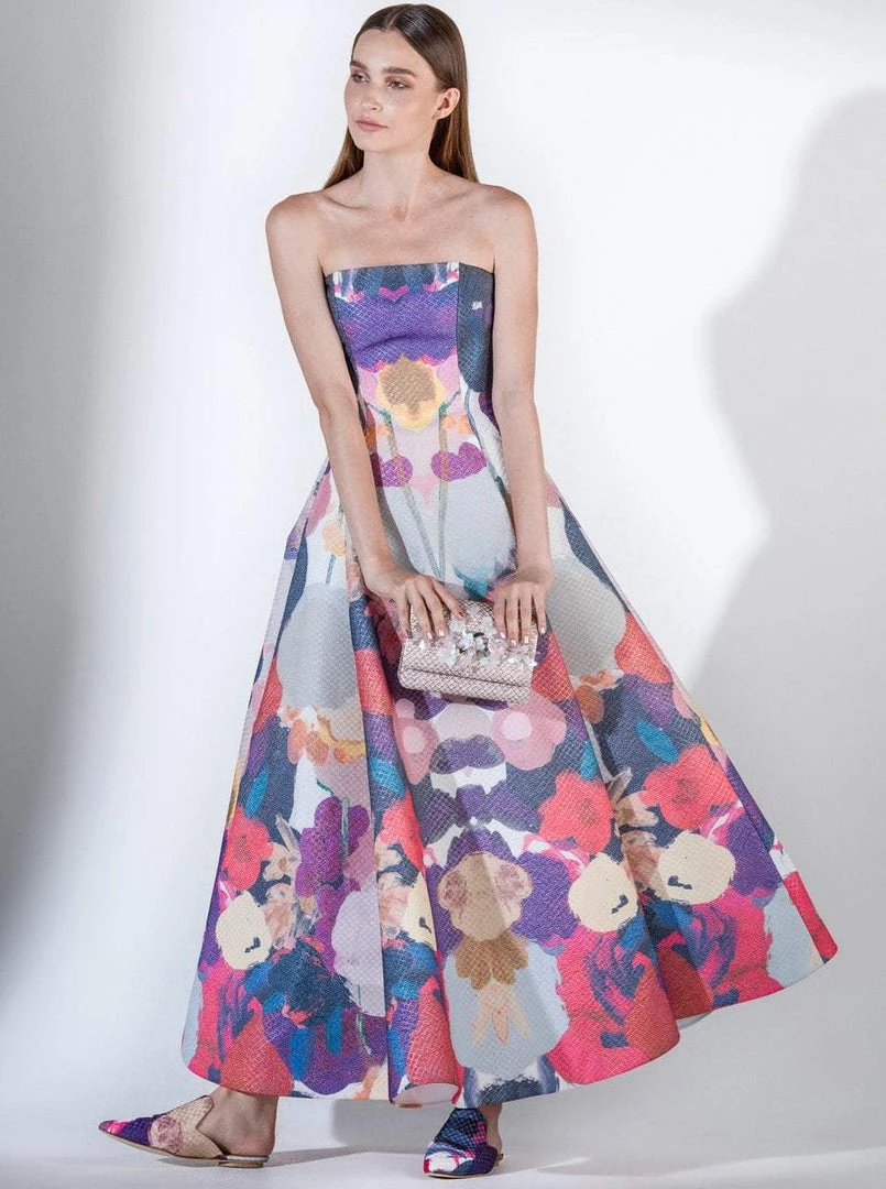 Formal Gowns Saiid Kobeisy - 3430 Strapless Multi-Colored Brocade A-line Dress 3 Formal Gowns Saiid Kobeisy - 3430 Strapless Multi-Colored Brocade A-line Dress