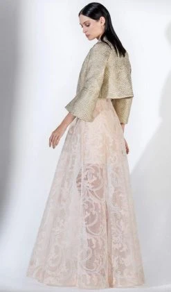 Formal Gowns Saiid Kobeisy - 3432 Lace A-line Dress With Brocade Bomber Jacket