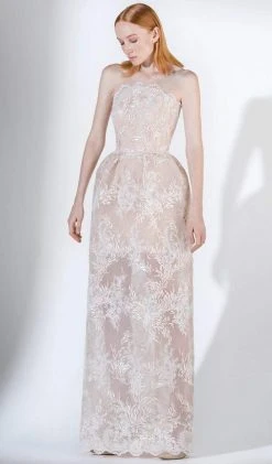 Saiid Kobeisy - 3434 Strapless Scalloped Neck Column Dress Formal Gowns