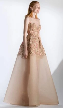 Saiid Kobeisy - 3435 Embroidered Illusion Neck A-line Dress Formal Gowns