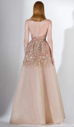 Saiid Kobeisy - 3435 Embroidered Illusion Neck A-line Dress Formal Gowns