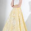 Saiid Kobeisy - 3437 Floral Applique Tulle Brocade A-line Dress