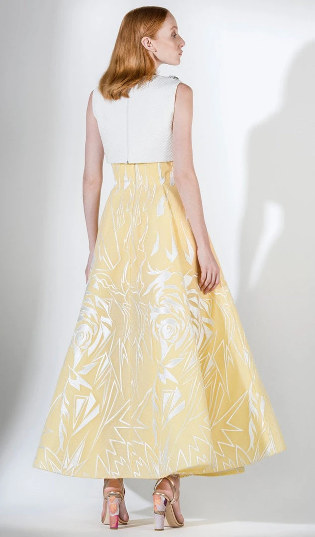 Saiid Kobeisy - 3437 Floral Applique Tulle Brocade A-line Dress 4 Saiid Kobeisy - 3437 Floral Applique Tulle Brocade A-line Dress