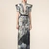 Formal Gowns Saiid Kobeisy - RE3568 Origami-Inspired Plunging Keyhole Printed Gown 1 Formal Gowns Saiid Kobeisy - RE3568 Origami-Inspired Plunging Keyhole Printed Gown