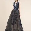 Formal Gowns Saiid Kobeisy - RE3573 Embroidered Illusion Plunging A-Line Gown 1 Formal Gowns Saiid Kobeisy - RE3573 Embroidered Illusion Plunging A-Line Gown