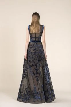 Formal Gowns Saiid Kobeisy - RE3573 Embroidered Illusion Plunging A-Line Gown 5 Formal Gowns Saiid Kobeisy - RE3573 Embroidered Illusion Plunging A-Line Gown