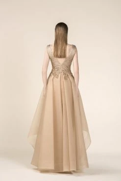 Saiid Kobeisy - RE3577 Embroidered Bateau Brocade High Low Aline Dress