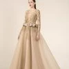 Saiid Kobeisy - RE3578 Embroidered Long Sleeve Tulle Brocade Ballgown Formal Gowns 2 Saiid Kobeisy - RE3578 Embroidered Long Sleeve Tulle Brocade Ballgown Formal Gowns