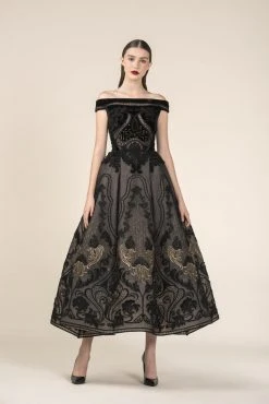 Formal Gowns Saiid Kobeisy - RE3584 Embroidered Tulle Brode Bateau A-line Dress