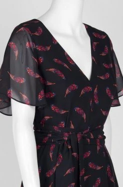 Sam Edelman - 61F010 Feather Print Handkerchief Hem Dress