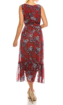 Sandra Darren - 73103 Sleeveless Floral Print Tea-Length Dress Prom Dresses