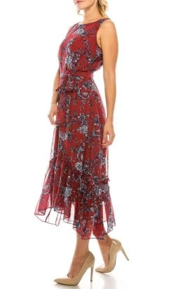 Sandra Darren - 73103 Sleeveless Floral Print Tea-Length Dress Prom Dresses