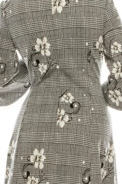 Sandra Darren - 73261 Bell Sleeve Floral Plaid A-Line Dress 12 Sandra Darren - 73261 Bell Sleeve Floral Plaid A-Line Dress