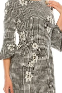 Sandra Darren - 73261 Bell Sleeve Floral Plaid A-Line Dress 13 Sandra Darren - 73261 Bell Sleeve Floral Plaid A-Line Dress