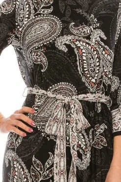 Prom Dresses Sandra Darren - 73367 Quarter Sleeve Paisley Print Jersey Dress