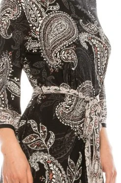 Prom Dresses Sandra Darren - 73367 Quarter Sleeve Paisley Print Jersey Dress