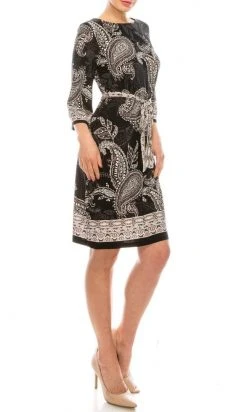 Prom Dresses Sandra Darren - 73367 Quarter Sleeve Paisley Print Jersey Dress