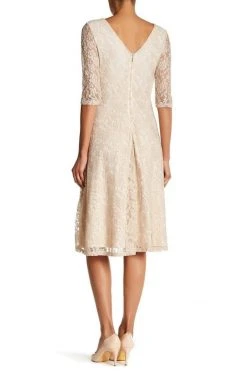 Cocktail Dresses Sangria - AMYKV27 Tea Length Floral Flared Dress