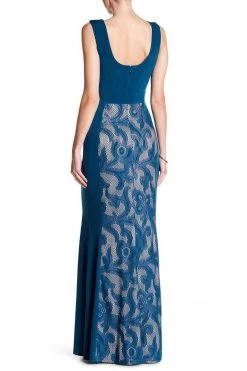 Formal Gowns Sangria - DWHGC93 Sleeveless Lace Panel Gown