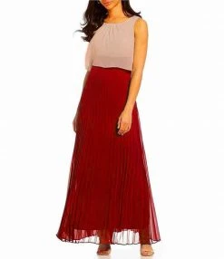 Sangria - DWKO624 Sleeveless Popover Accordion Dress