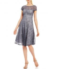 Sangria - SABZ1ACT Lace Bateau A-line Dress Cocktail Dresses