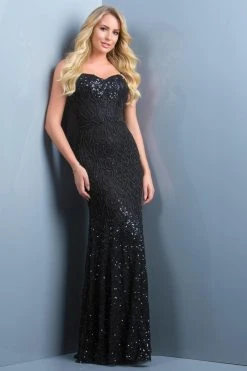 Scala - 48791 Sequined Sweetheart Bodice Long Sheath Gown
