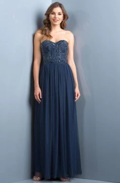 Formal Gowns Scala - 48801 Strapless Beaded Bodice Chiffon A-Line Gown