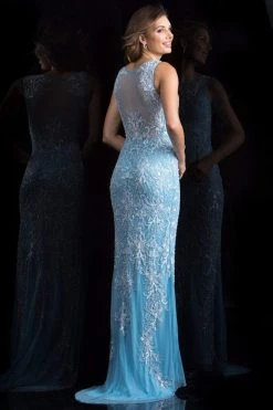 Formal Gowns Scala - 48803 Embellished Illusion Bateau Sheath Dress 9 Formal Gowns Scala - 48803 Embellished Illusion Bateau Sheath Dress