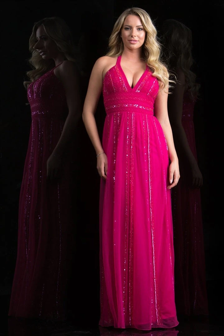 Scala - 48812 Bedazzled V-neck Empire A-line Dress Formal Gowns 5 Scala - 48812 Bedazzled V-neck Empire A-line Dress Formal Gowns