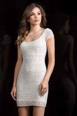 Cocktail Dresses Scala - 48825 Cap Sleeve Beaded Short Dress