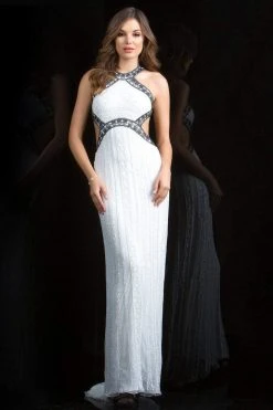 Formal Gowns Scala - 48826 Halter Neckline Sheath Gown With Side Cutouts