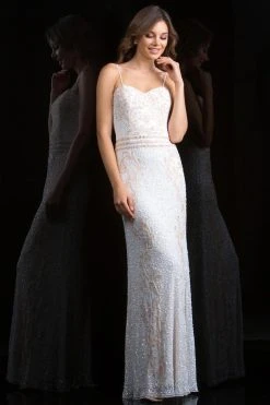 Scala - 48835 Strapless Sweetheart Scroll Ornate Sheath Gown