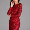 Cocktail Dresses Scala - 48884 Bedazzled Long Sleeve Bateau Sheath Dress