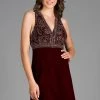 Cocktail Dresses Scala - 48913 Beaded Plunging V-neck Velvet A-line Dress