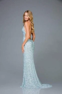 SCALA - Allover Sequin Backless Sheath Evening Gown With Slit 48938 - 1 Pc New Rose In Size 4 Available 7 SCALA - Allover Sequin Backless Sheath Evening Gown With Slit 48938 - 1 Pc New Rose In Size 4 Available