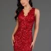 Cocktail Dresses Scala - Scalloped Lace Up Sequined Dress 60040 - 2 Pcs Red In Size 4 Available 1 Cocktail Dresses Scala - Scalloped Lace Up Sequined Dress 60040 - 2 Pcs Red In Size 4 Available