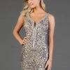 SCALA - Sequined Plunging V-Neck Cocktail Dress 60048 - 1 Pc Lead/Silver In Size 10 Available Cocktail Dresses 1 SCALA - Sequined Plunging V-Neck Cocktail Dress 60048 - 1 Pc Lead/Silver In Size 10 Available Cocktail Dresses