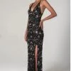 SCALA - Sleeveless Floral Beaded Prom Dress 60129 - 1 Pc Banana In Size 8 Available Formal Gowns