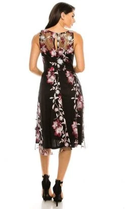 SD Collection - 13640 Illusion Neck Floral Embroidered A-Line Dress Cocktail Dresses