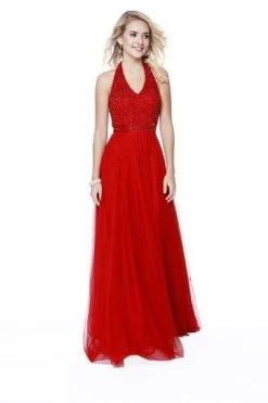 Shail K - Embellished Halter V-neck Tulle A-line Dress 12208 - 1 Pc Black In Size 8 Available