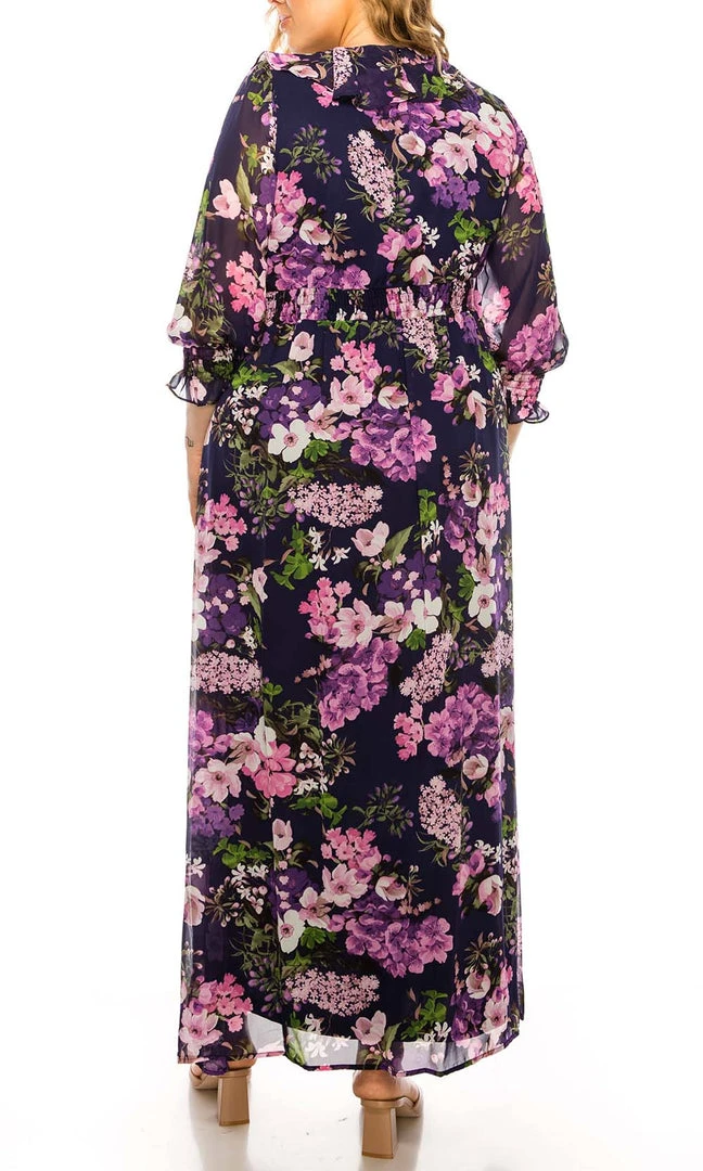 Shelby & Palmer - M567 Ruffled V-Neck A-Line Dress Plus Size Dresses 4 Shelby & Palmer - M567 Ruffled V-Neck A-Line Dress Plus Size Dresses