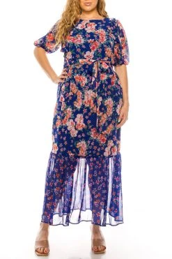 Plus Size Dresses Shelby & Palmer - M602 Bateau A-Line Long Dress
