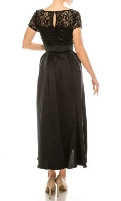 SLNY - 9119171 Short Sleeve Lace Tea Length