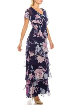 SLNY - 9171432 Floral Print V-neck Sheath Dress Formal Gowns 9 SLNY - 9171432 Floral Print V-neck Sheath Dress Formal Gowns