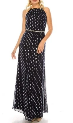 Formal Gowns SLNY - 9179142 Halter Neck Polka Dotted Dress