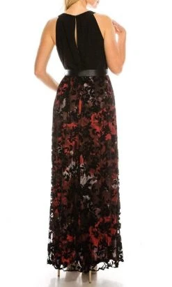 SLNY - 9195134 Sleeveless Printed Skirt Long Dress