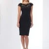 Social Occasions By Mon Cheri - Lace Applique Jersey Dress 218814 - 1 Pc Black/Nude In Size 14 Available