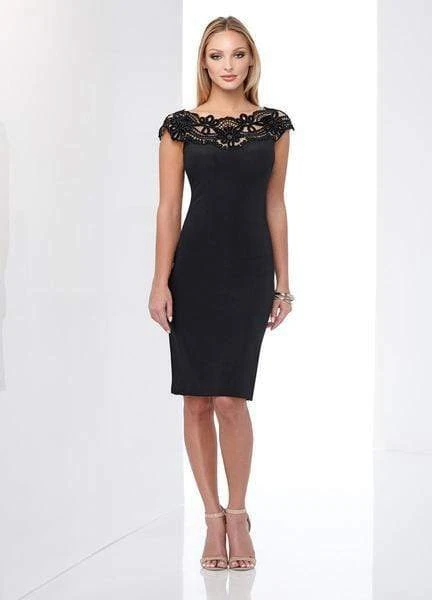 Social Occasions By Mon Cheri - Lace Applique Jersey Dress 218814 - 1 Pc Black/Nude In Size 14 Available 3 Social Occasions By Mon Cheri - Lace Applique Jersey Dress 218814 - 1 Pc Black/Nude In Size 14 Available