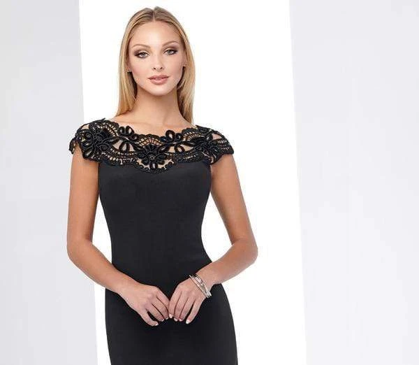Social Occasions By Mon Cheri - Lace Applique Jersey Dress 218814 - 1 Pc Black/Nude In Size 14 Available 5 Social Occasions By Mon Cheri - Lace Applique Jersey Dress 218814 - 1 Pc Black/Nude In Size 14 Available