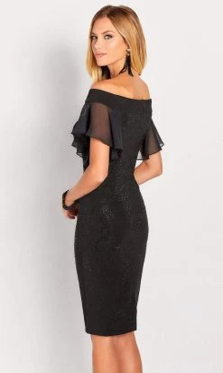 Cocktail Dresses Social Occasions By Mon Cheri - Off-Shoulder Flutter Dress 119825 - 1 Pc Black In Size 8 Available